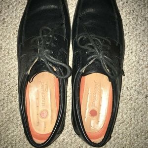 Clarks UnStructured Black Leather Oxford Dress